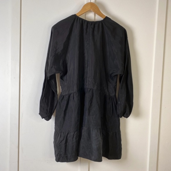 Zara Black satin tiered long sleeve dress - Size Small - Picture 7 of 7